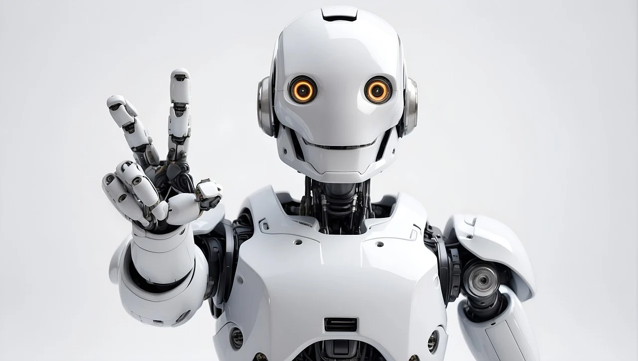 Künstliche Intelligenz als lächelnder Roboter versinnbildlicht